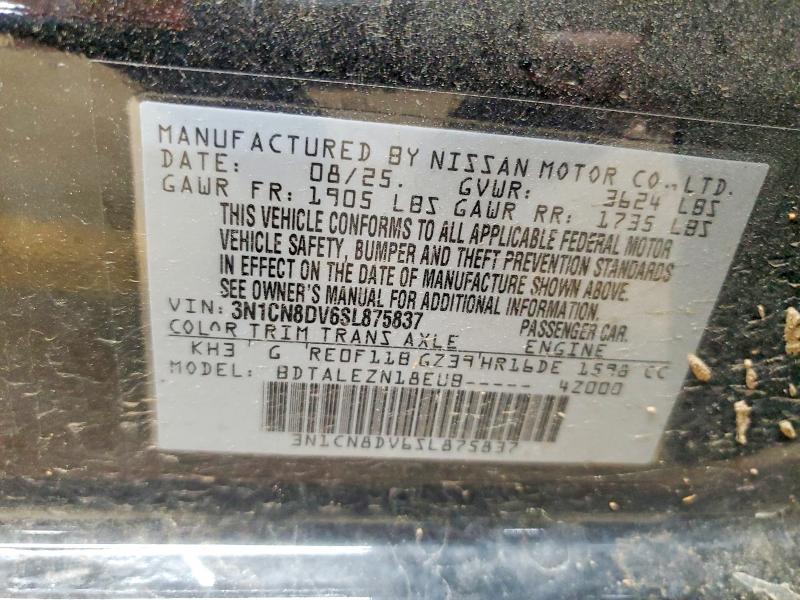 46892306 :رقم المزاد ، 3N1CN8DV6SL875837 vin ، 2025 Nissan Versa مزاد بيع
