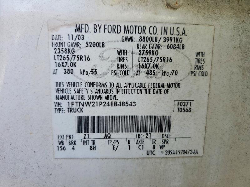Продаж на аукціоні авто 2004 Ford F250, vin: 1FTNW21P24EB48543, номер лоту: 79992965