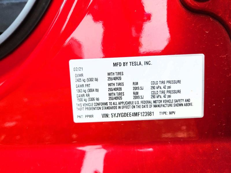 Продажа на аукционе авто 2021 Tesla Model Y, vin: 5YJYGDEE4MF123981, номер лота: 46938606