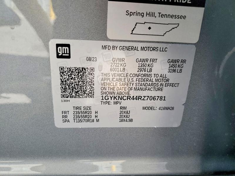 46956896 :رقم المزاد ، 1GYKNCR44RZ706781 vin ، 2024 Cadillac Xt5 مزاد بيع
