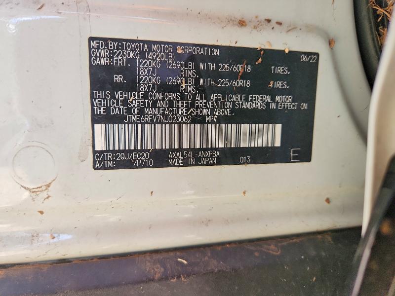 Aukcja sprzedaży 2022 Toyota Rav4 Hybrid, vin: JTME6RFV7NJ023062, numer aukcji: 48174736