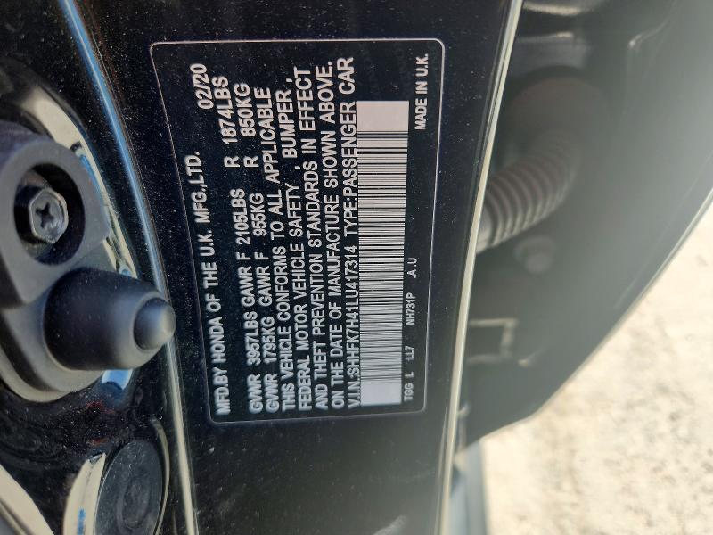 2020 Honda Civic მანქანა იყიდება აუქციონზე, vin: SHHFK7H41LU417314, აუქციონის ნომერი: 47240746