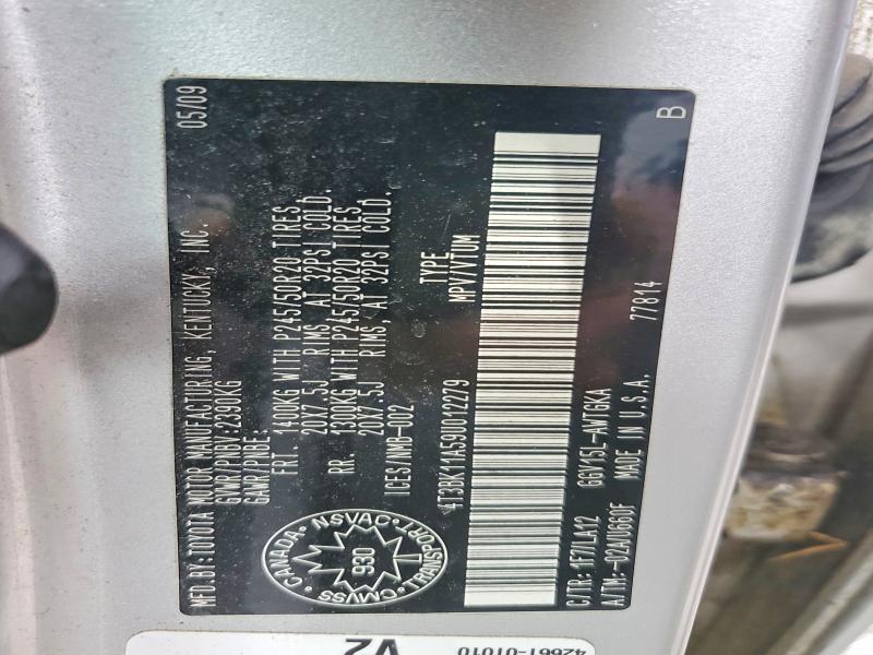 46723816 :رقم المزاد ، 4T3BK11A59U012279 vin ، 2009 Toyota Venza مزاد بيع