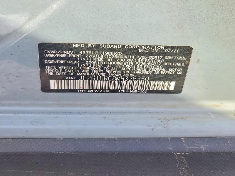 Aukcja sprzedaży 2021 Subaru Crosstrek, vin: JF2GTHRC8MH326350, numer aukcji: 48047116