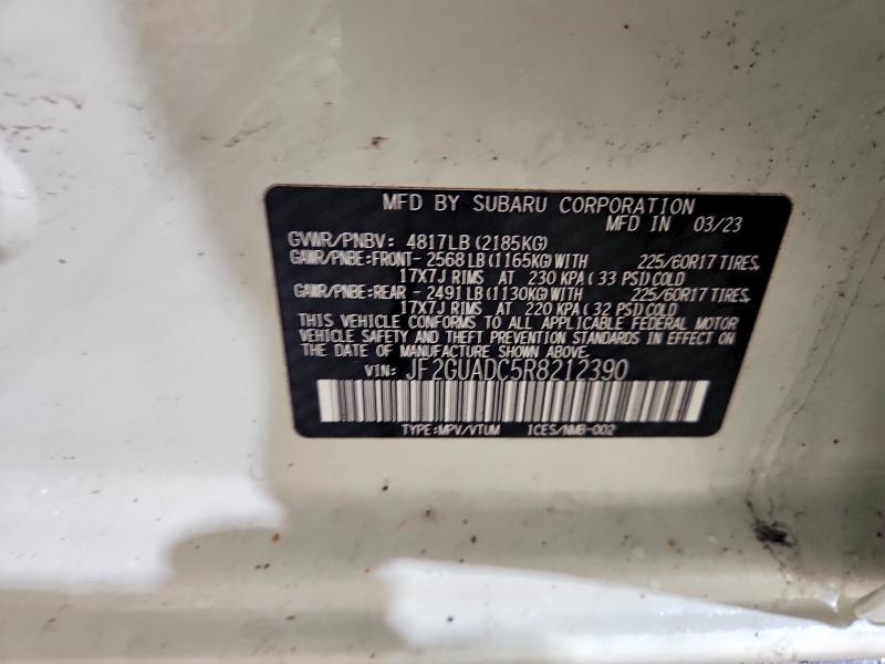 Aukcja sprzedaży 2024 Subaru Crosstrek, vin: JF2GUADC5R8212390, numer aukcji: 45989386