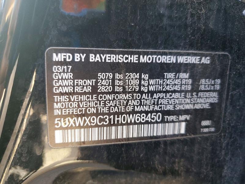 Продажа на аукционе авто 2017 Bmw X3, vin: 5UXWX9C31H0W68450, номер лота: 47288796