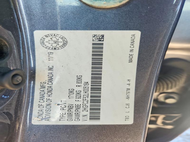Продажа на аукционе авто 2020 Honda Civic, vin: 2HGFC2F52LH005184, номер лота: 46089856