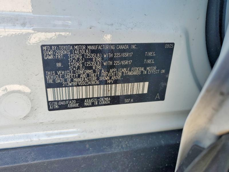 46160686 :رقم المزاد ، 2T3W1RFV0SC349836 vin ، 2025 Toyota Rav4 مزاد بيع