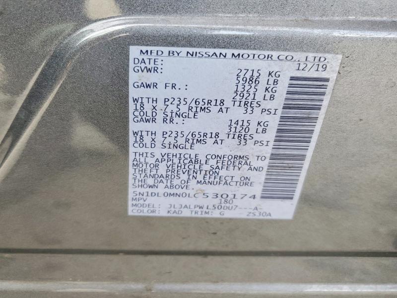 41842056 :رقم المزاد ، 5N1DL0MN0LC530174 vin ، 2020 Infiniti Qx60 مزاد بيع