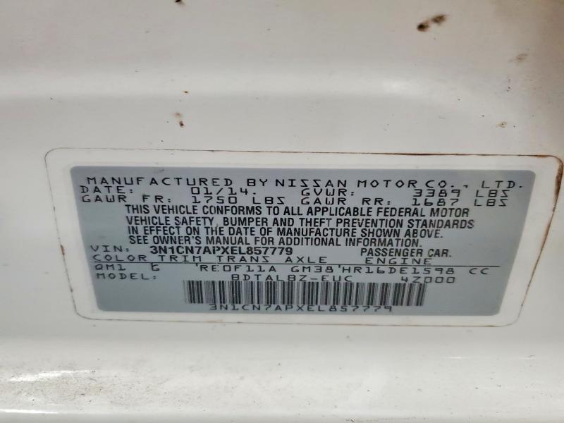 Продажа на аукционе авто 2014 Nissan Versa, vin: 3N1CN7APXEL857779, номер лота: 47019566