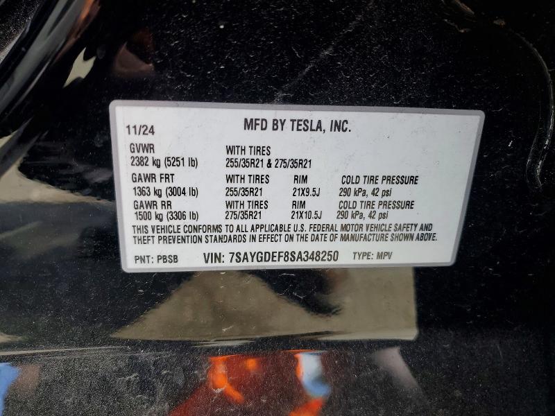 47546466 :رقم المزاد ، 7SAYGDEF8SA348250 vin ، 2025 Tesla Model Y مزاد بيع