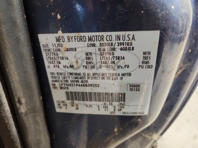 Продажа на аукционе авто 2004 Ford F250, vin: 1FTNX21P44EB49352, номер лота: 46296426