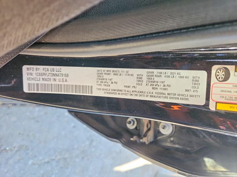 Продажа на аукционе авто 2022 Ram 1500, vin: 1C6SRFJT3NN479168, номер лота: 47814186