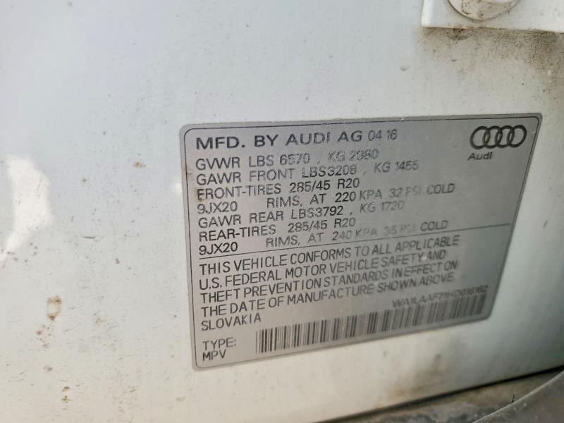 2017 Audi Q7 მანქანა იყიდება აუქციონზე, vin: WA1LAAF71HD016162, აუქციონის ნომერი: 41714376