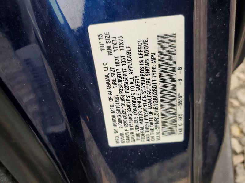 Aukcja sprzedaży 2016 Honda Odyssey, vin: 5FNRL5H61GB028017, numer aukcji: 45447396