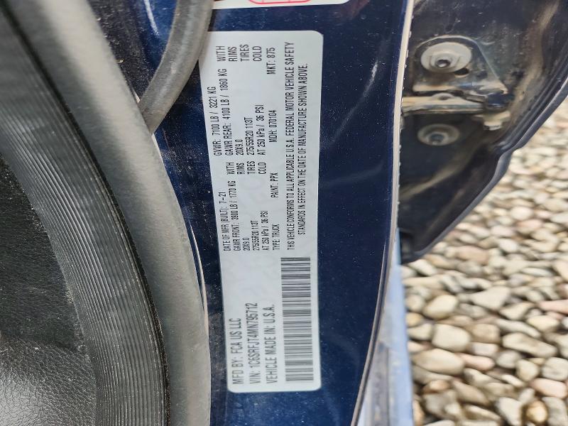 2021 Ram 1500 მანქანა იყიდება აუქციონზე, vin: 1C6SRFJT4MN795712, აუქციონის ნომერი: 47945716