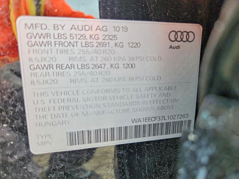 46741736 :رقم المزاد ، WA1EECF37L1027263 vin ، 2020 Audi Q3 مزاد بيع