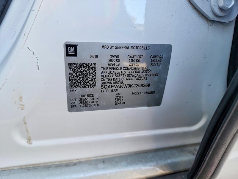 41844916 :رقم المزاد ، 5GAEVAKW0KJ298269 vin ، 2019 Buick Enclave مزاد بيع
