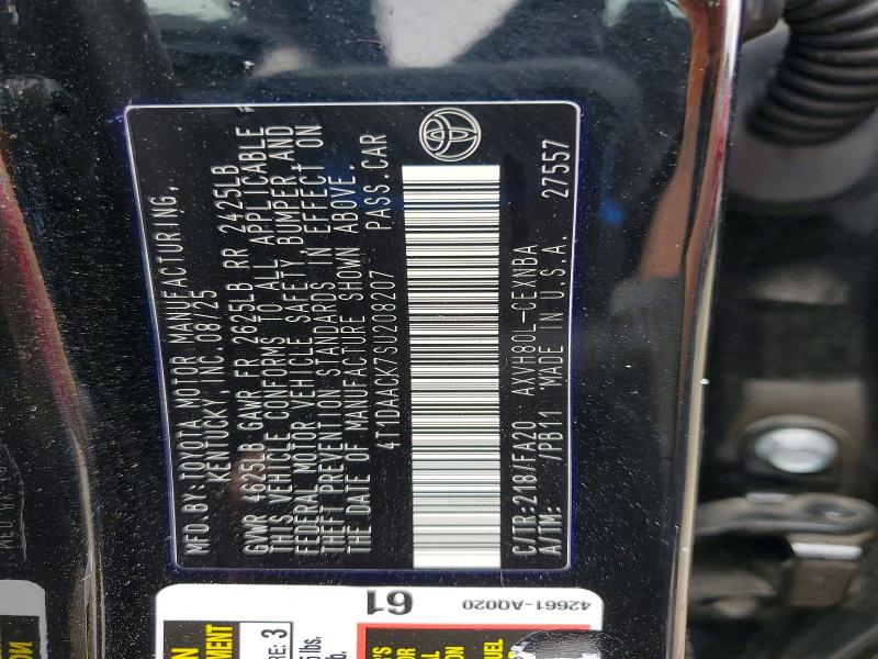 2025 Toyota Camry მანქანა იყიდება აუქციონზე, vin: 4T1DAACK7SU208207, აუქციონის ნომერი: 45454886