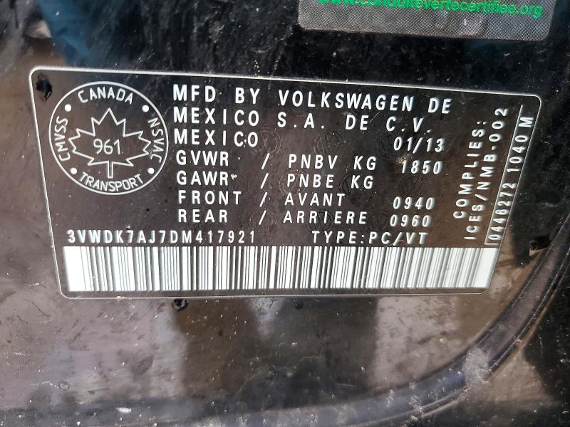 Aukcja sprzedaży 2013 Volkswagen Jetta, vin: 3VWDK7AJ7DM417921, numer aukcji: 41957856