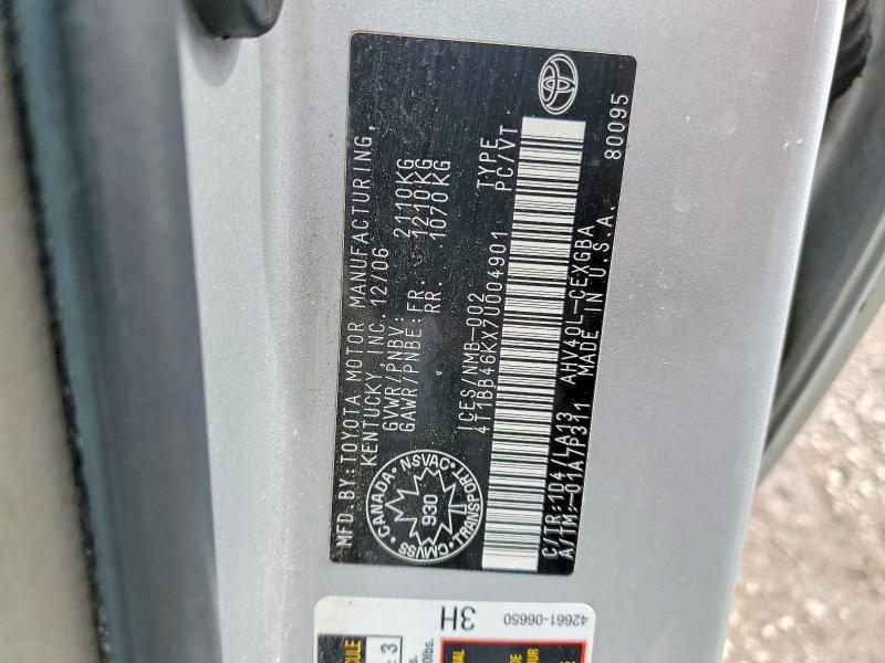 46447166 :رقم المزاد ، 4T1BB46KX7U004901 vin ، 2007 Toyota Camry Hybrid مزاد بيع