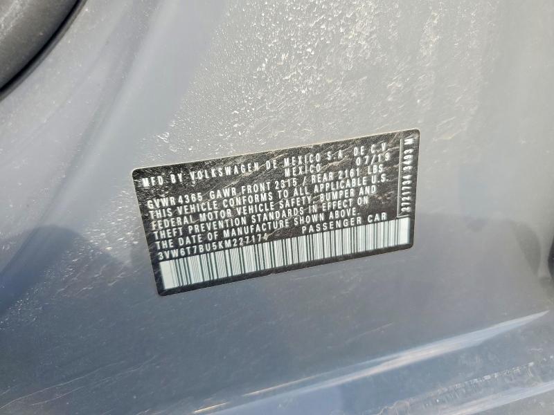 Продажа на аукционе авто 2019 Volkswagen Jetta, vin: 3VW6T7BU5KM227174, номер лота: 46504256