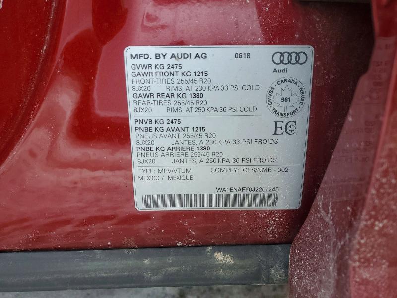 Aukcja sprzedaży 2018 Audi Q5, vin: WA1ENAFY0J2201245, numer aukcji: 79339225