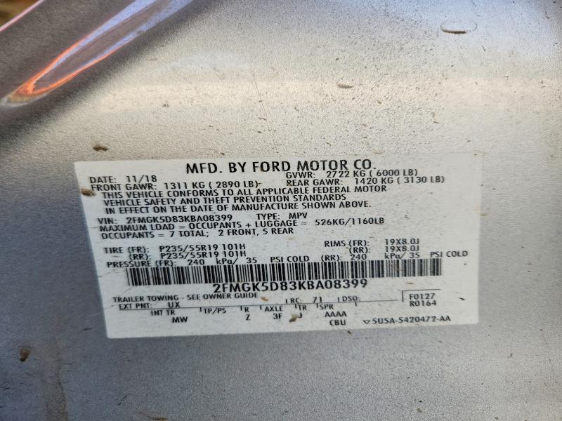 2019 Ford Flex მანქანა იყიდება აუქციონზე, vin: 2FMGK5D83KBA08399, აუქციონის ნომერი: 47217556