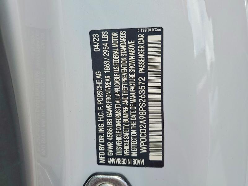 Продаж на аукціоні авто 2023 Porsche 911, vin: WP0CD2A98PS263572, номер лоту: 79942385