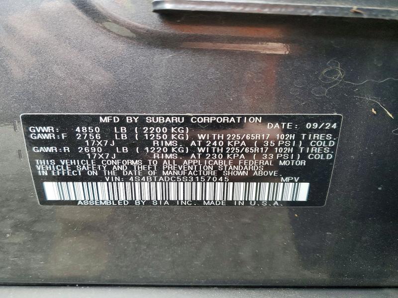 45468246 :رقم المزاد ، 4S4BTADC5S3157045 vin ، 2025 Subaru Outback مزاد بيع