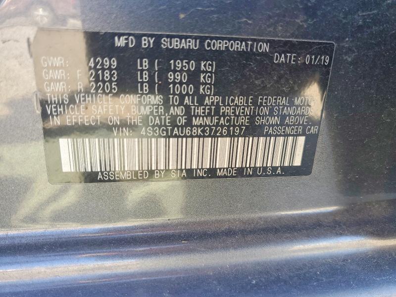 2019 Subaru Impreza მანქანა იყიდება აუქციონზე, vin: 4S3GTAU68K3726197, აუქციონის ნომერი: 46033406
