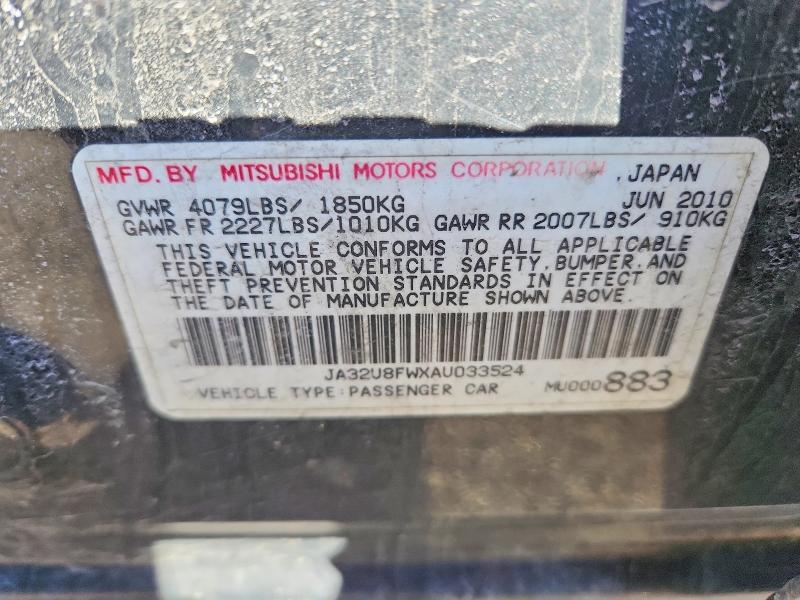 Продаж на аукціоні авто 2010 Mitsubishi Lancer, vin: JA32U8FWXAU033524, номер лоту: 46003606