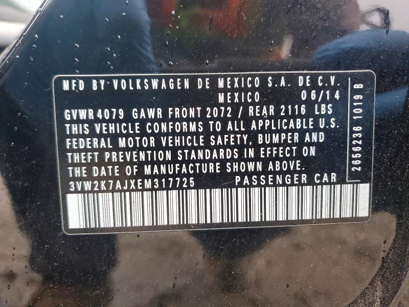 Aukcja sprzedaży 2014 Volkswagen Jetta, vin: 3VW2K7AJXEM317725, numer aukcji: 45844116