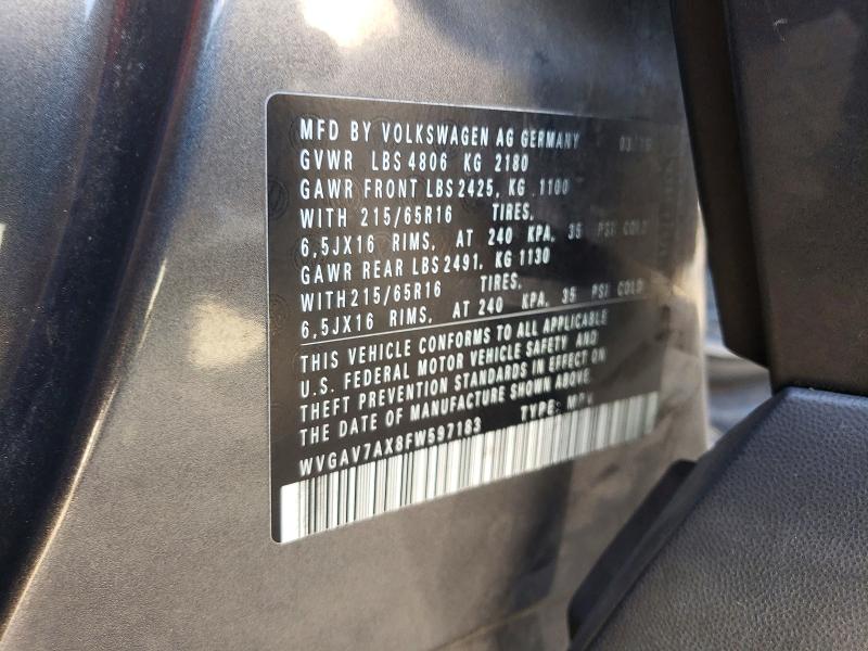 Продажа на аукционе авто 2015 Volkswagen Tiguan, vin: WVGAV7AX8FW597183, номер лота: 45549816