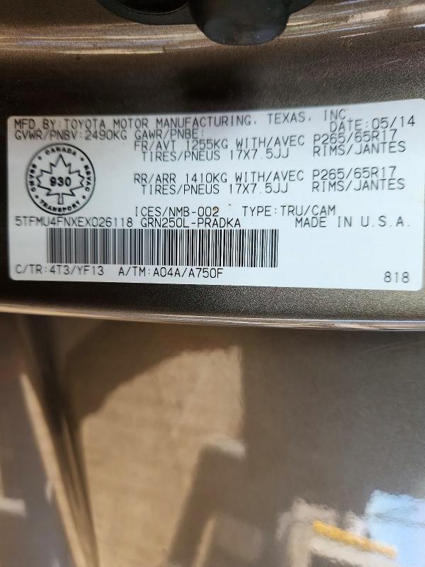 Aukcja sprzedaży 2014 Toyota Tacoma, vin: 5TFMU4FNXEX026118, numer aukcji: 47044496