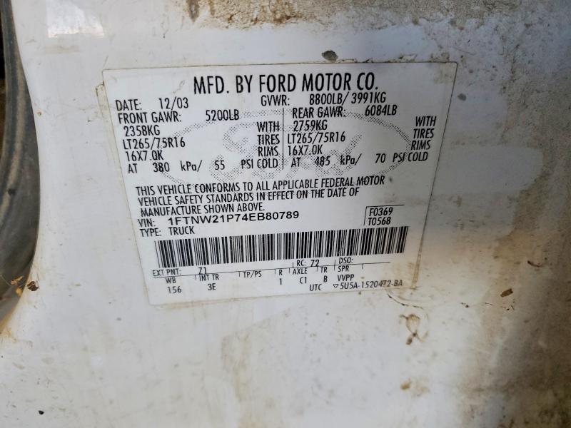 Aukcja sprzedaży 2004 Ford F250, vin: 1FTNW21P74EB80789, numer aukcji: 79683965