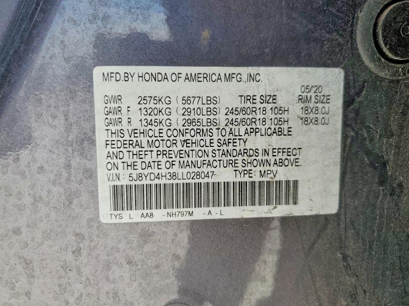 Aukcja sprzedaży 2020 Acura Mdx, vin: 5J8YD4H38LL028047, numer aukcji: 46362026