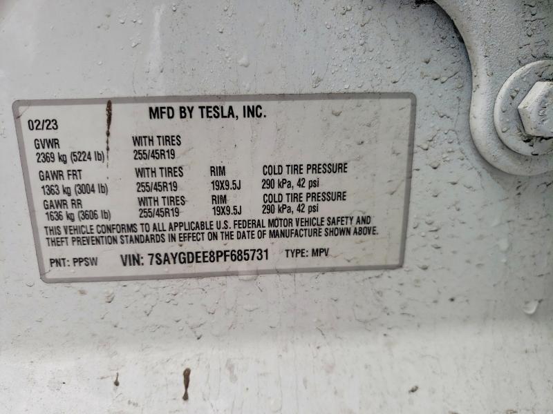 Aukcja sprzedaży 2023 Tesla Model Y, vin: 7SAYGDEE8PF685731, numer aukcji: 79126975