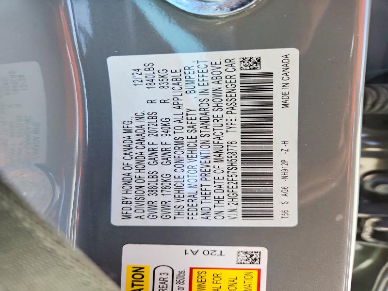 Продажа на аукционе авто 2025 Honda Civc, vin: 2HGFE2F57SH558776, номер лота: 46693396