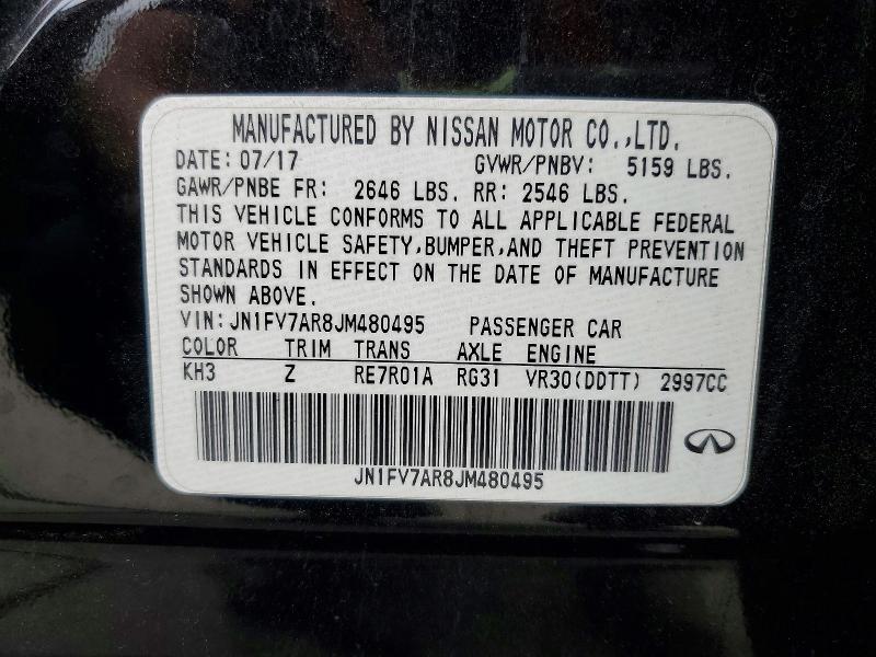 48004626 :رقم المزاد ، JN1FV7AR8JM480495 vin ، 2018 Infiniti Q50 مزاد بيع