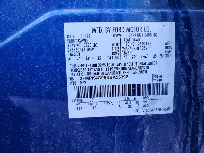 Aukcja sprzedaży 2022 Ford Edge, vin: 2FMPK4G95NBA56392, numer aukcji: 42061906