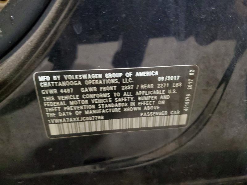 Продаж на аукціоні авто 2018 Volkswagen Passat, vin: 1VWBA7A3XJC007798, номер лоту: 47904676