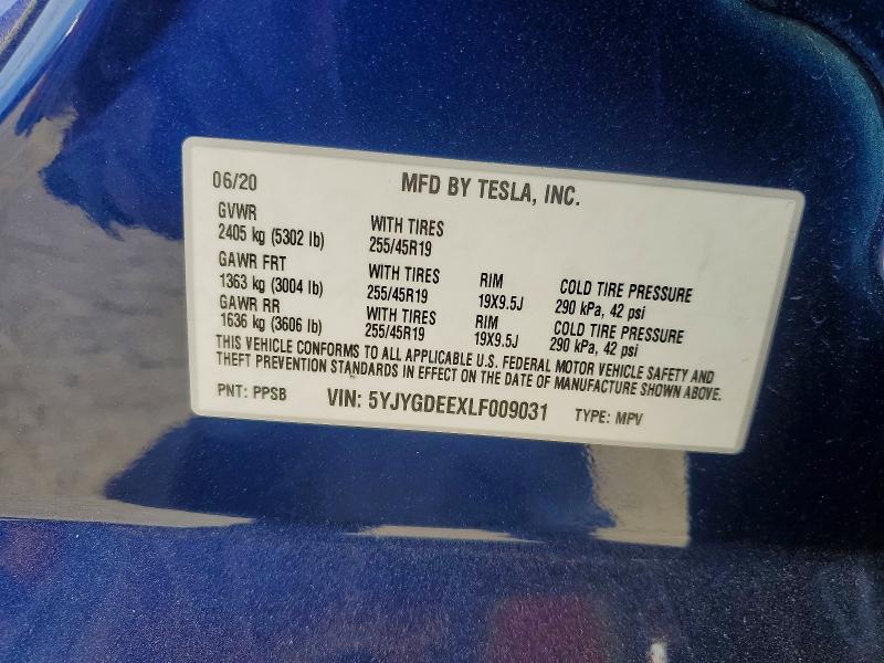Aukcja sprzedaży 2020 Tesla Model Y, vin: 5YJYGDEEXLF009031, numer aukcji: 41651896