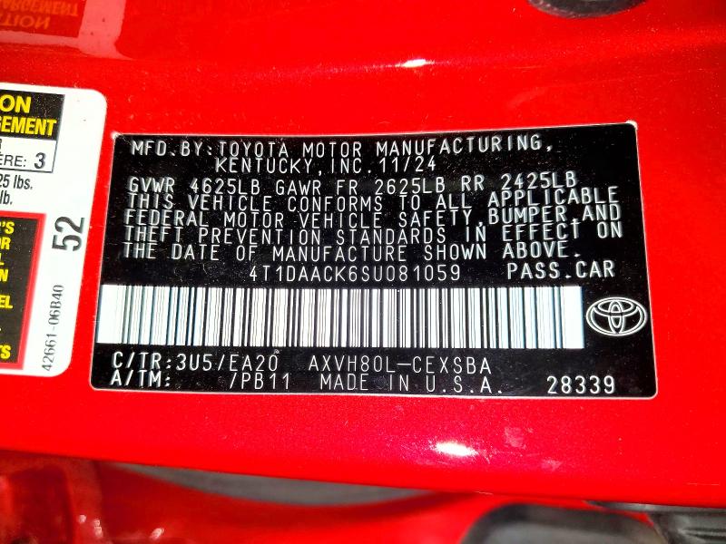 2025 Toyota Camry მანქანა იყიდება აუქციონზე, vin: 4T1DAACK6SU081059, აუქციონის ნომერი: 48075836