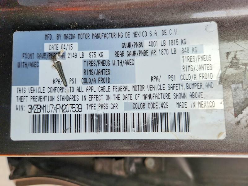 Продаж на аукціоні авто 2015 Mazda 3, vin: 3MZBM1U7XFM207539, номер лоту: 47079356