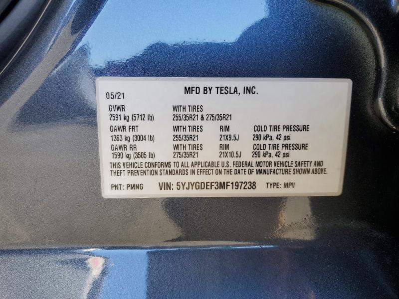 Aukcja sprzedaży 2021 Tesla Model Y, vin: 5YJYGDEF3MF197238, numer aukcji: 47110536