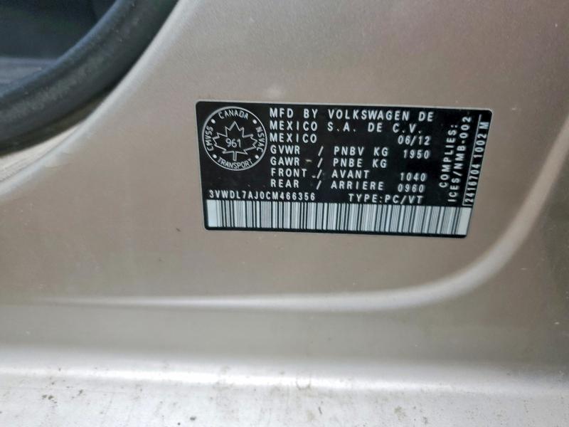 Aukcja sprzedaży 2012 Volkswagen Jetta, vin: 3VWDL7AJ0CM466356, numer aukcji: 46816836