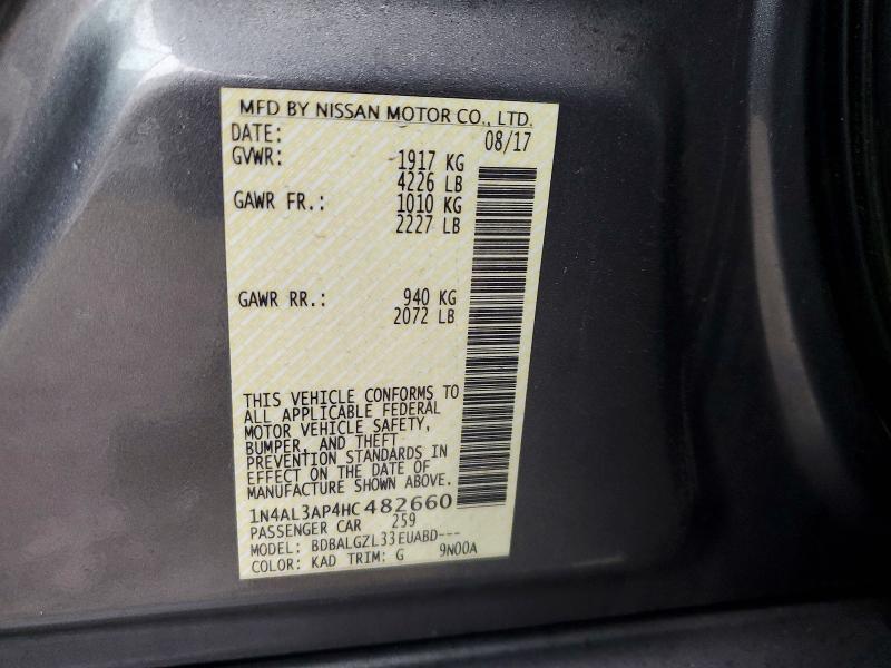 79565715 :رقم المزاد ، 1N4AL3AP4HC482660 vin ، 2017 Nissan Altima مزاد بيع