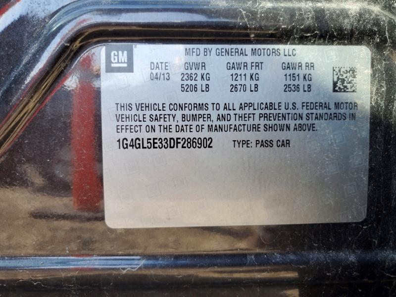 47033926 :رقم المزاد ، 1G4GL5E33DF286902 vin ، 2013 Buick Lacrosse مزاد بيع