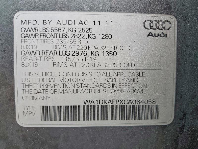 Продажа на аукционе авто 2012 Audi Q5, vin: WA1DKAFPXCA064058, номер лота: 45661826